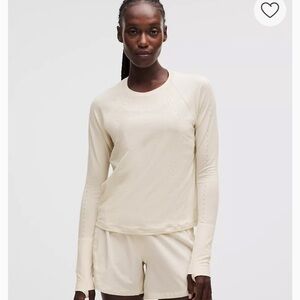 Lululemon Swifly Mesh Back Cream Long Sleeve Tee